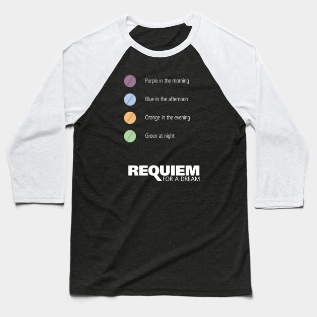 Requiem for a Dream Baseball T-Shirt by RyanBlackDesigns